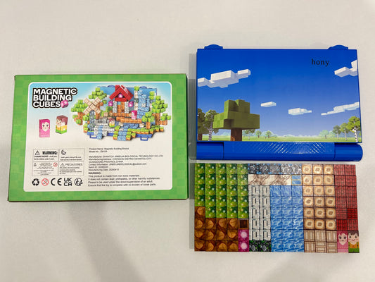 Hony Forest Theme Magnetic Building Blocks with Foldable Magnetic Board, Strong Magnetic Sturdy 3D STEM Sensory Magnet Construction Set, Perfect Christmas Birthday Gift for 3-10 Years Old Boys Girls