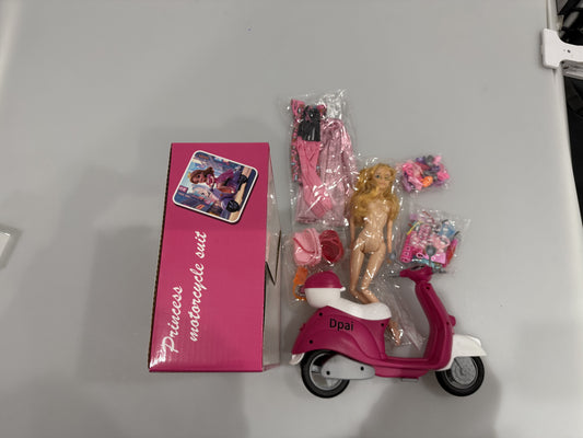 Dpai Doll Scooter Set, Doll Clothes and Accessories, Doll Playset Dress up Toys for Girls Kids Toddlers, Gift Toys for Age 3 4 5 6 7 8