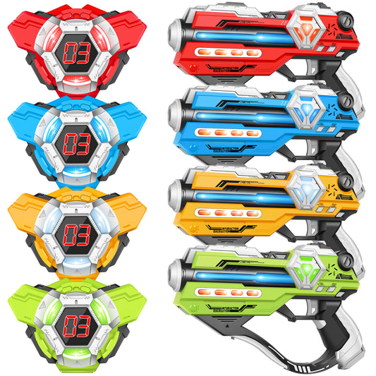IJO Laser Tag Guns Set of 4 Laser Tag with Digital LED Score Display Vests for Teens, Family and Adults Fun,Birthday Gift Toys for Kids Ages 6 7 8 9 10 11 12+Year Old Boy & Girls