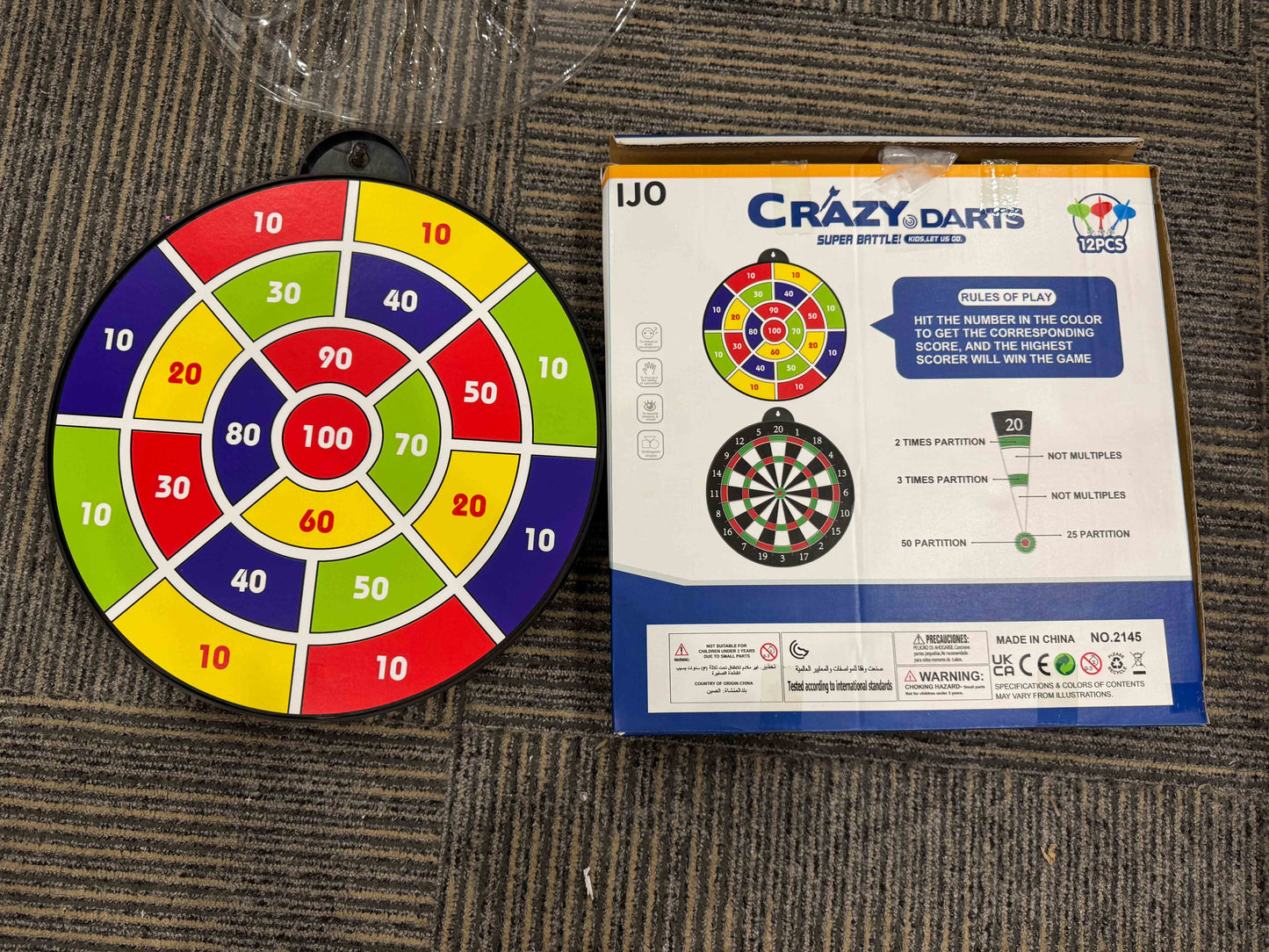 IJO Double-Sided Children's Activity Board with Magnetic Darts: Indoor Sports & Parlor Games for Party - Toy Gift for Boys and Girls