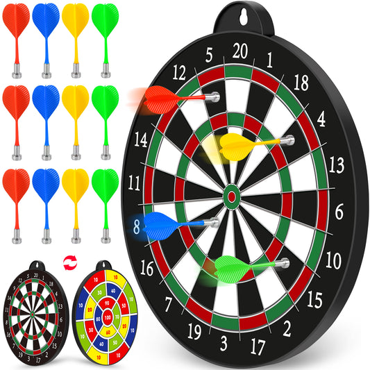 IJO Double-Sided Children's Activity Board with Magnetic Darts: Indoor Sports & Parlor Games for Party - Toy Gift for Boys and Girls
