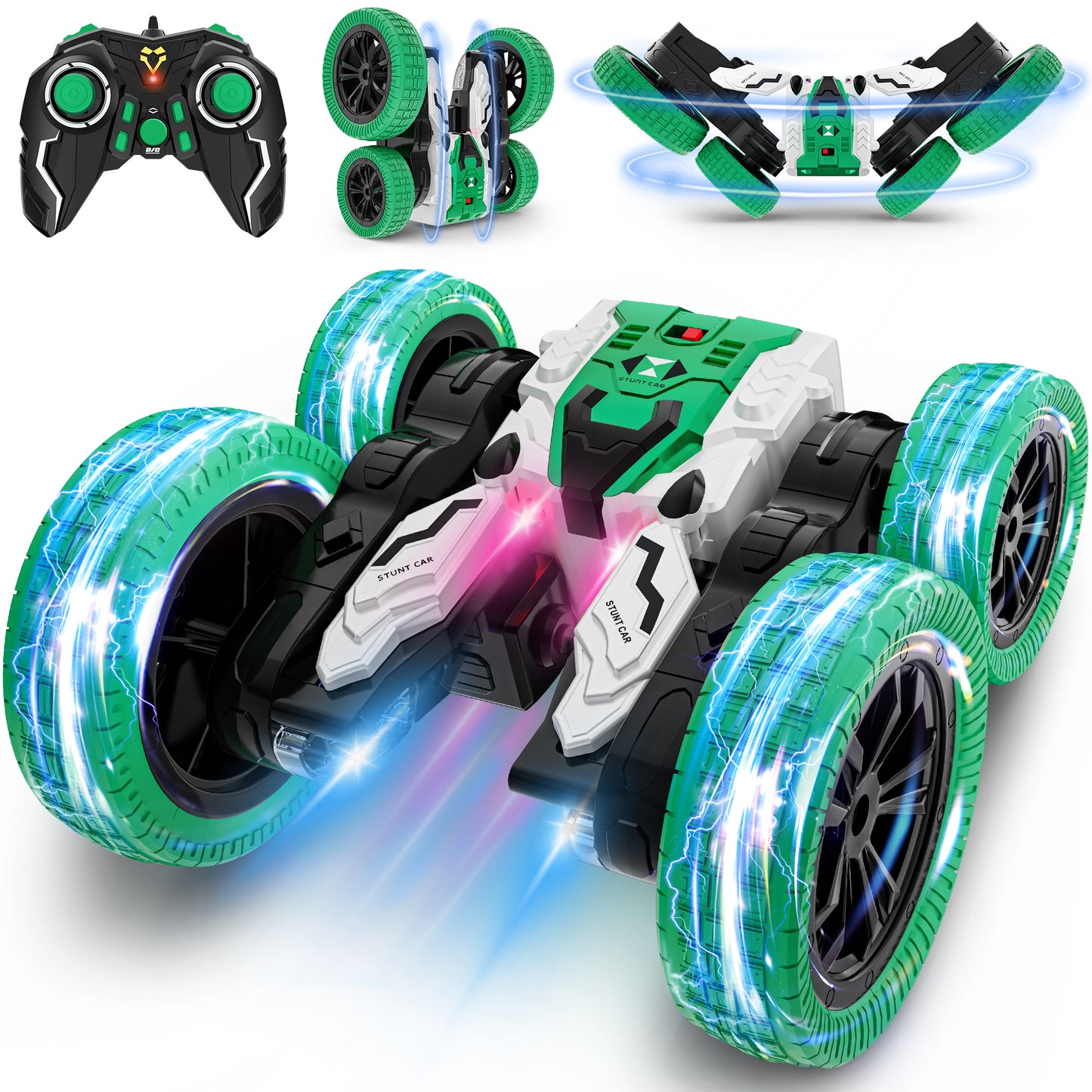 IJO Double Sided RC Car, 4WD Off-Road Stunt Car with 360 Flips, 2.4Ghz All Terrain Rechargeable Electric Toy Car for Kids 3+