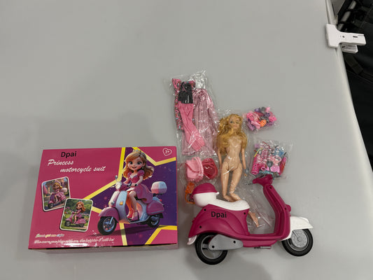 Dpai Doll Scooter Set, Doll Clothes and Accessories, Doll Playset Dress up Toys for Girls Kids Toddlers, Gift Toys for Age 3 4 5 6 7 8