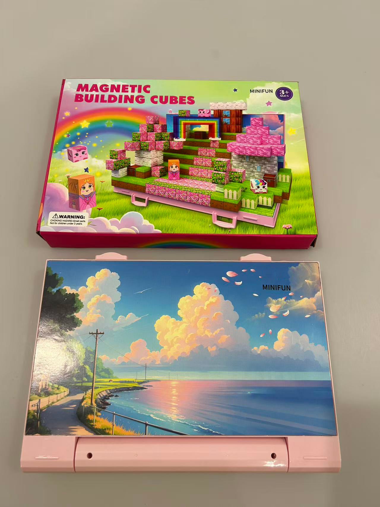 MINIFUN Magnetic Blocks, Build 3D Magnet Building Toys World with Magnetic Tiles, Foldable Magnet Board, STEM Sensory Toy for Kids, Toy Building Sets Gifts for Age 3 4 5 6-10 Year Old Boys Girls