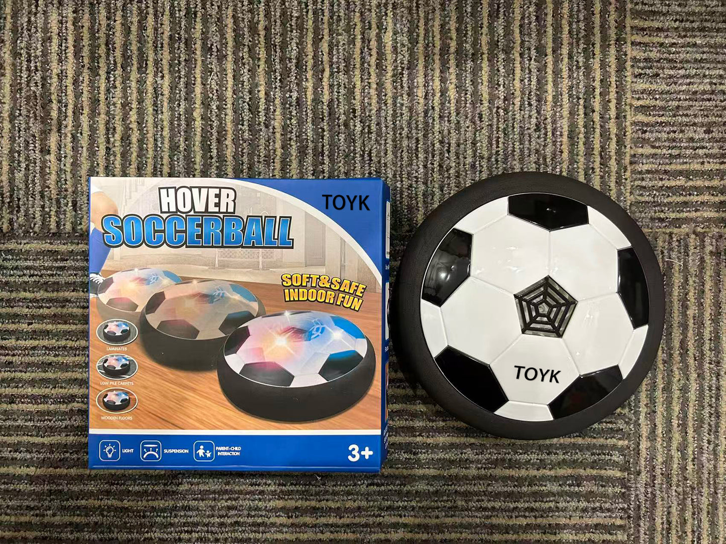 Toyk Hover Soccer Ball Boy Toy, Air Powered Floating Hover Soccers with LED Light, Kids Training Soccer Ball Indoor Outdoor Game, Birthday Gifts for Age 3 4 5 6 7 8-10 Years Old Boys Girls