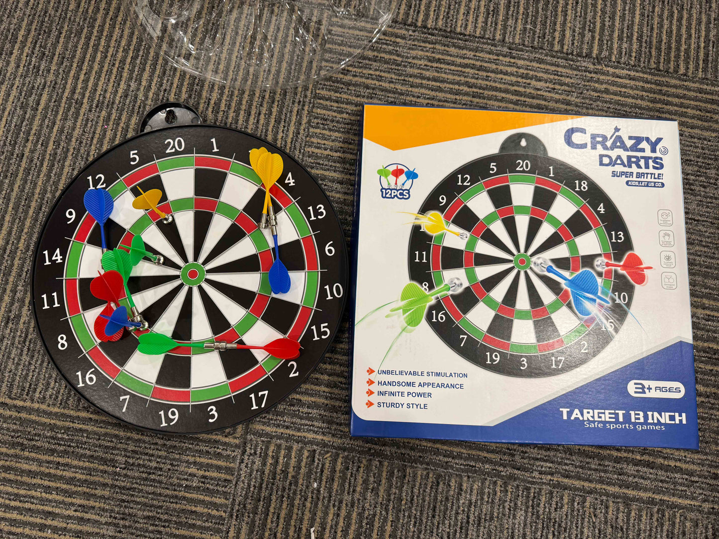 IJO Double-Sided Children's Activity Board with Magnetic Darts: Indoor Sports & Parlor Games for Party - Toy Gift for Boys and Girls