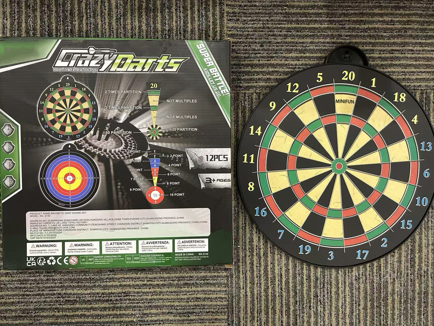 MINIFUN Dart Board for Kids, Kids Double-Sided Dart Board, Indoor/Outdoor Sport Fun Party Play Game Toys, Gifts for 3 4 5 6 7 8 9 10 11 12 Year Old Boys Girls