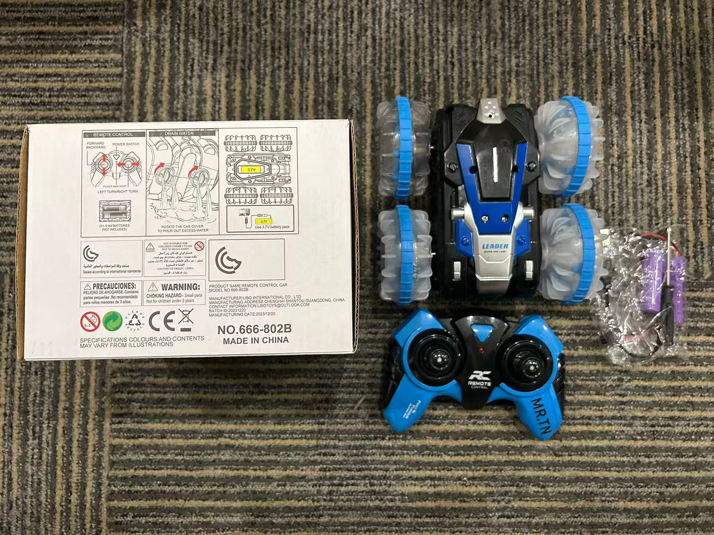 MR.TN Amphibious RC Car for Kids - 2.4 GHz Remote Control Boat, Waterproof Stunt Car Truck with LED Lights, 4WD, All Terrain, Water, Beach, Pool Toy for Boys & Girls Aged 5-12