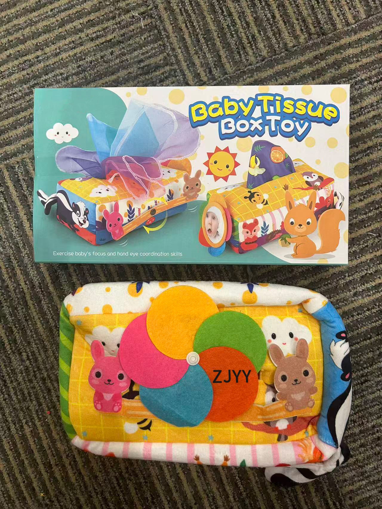 ZJYY Baby Toys 6 to 12 Months - Baby Tissue Box Toys Montessori Toys for Babies 6-12 Months Soft Crinkle Infant Sensory Toys