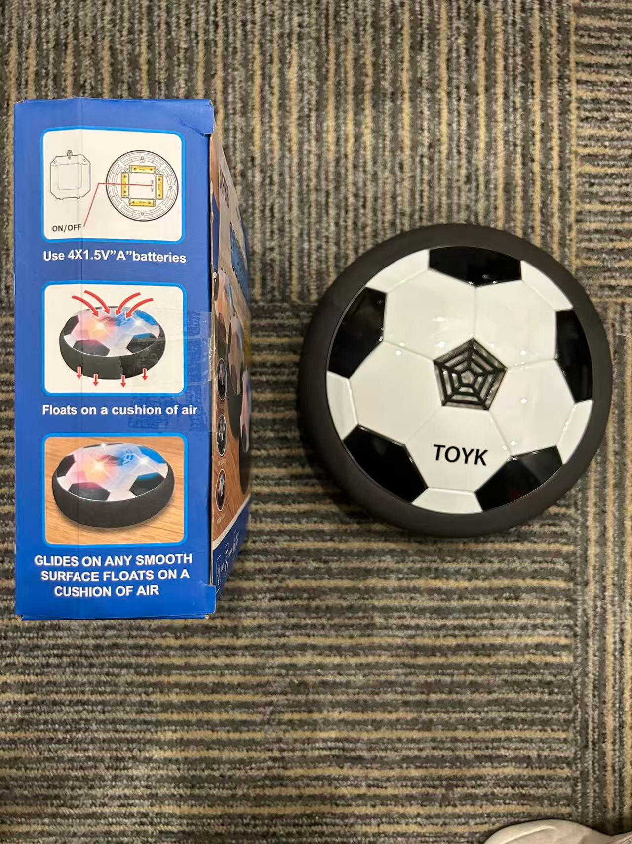 Toyk Hover Soccer Ball Boy Toy, Air Powered Floating Hover Soccers with LED Light, Kids Training Soccer Ball Indoor Outdoor Game, Birthday Gifts for Age 3 4 5 6 7 8-10 Years Old Boys Girls