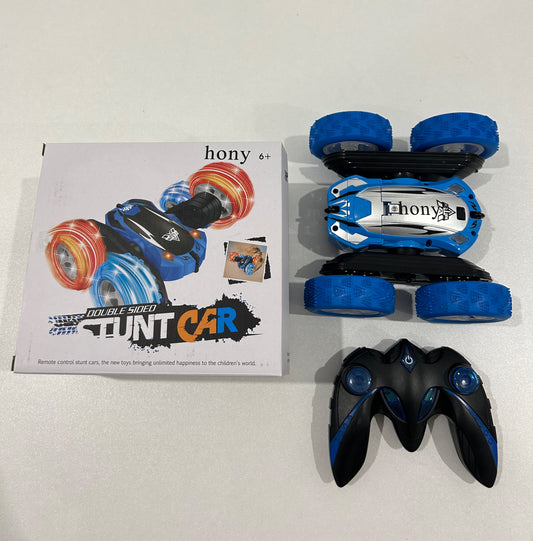 Hony Remote Control Car, 2.4GHz Electric Race Stunt Car, Double Sided 360° Rolling Rotating Rotation, LED Headlights RC 4WD High Speed Off Road Gift for 3 4 5 6 7 8-12 Year Old
