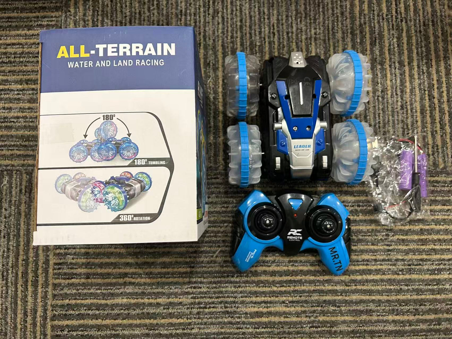 MR.TN Amphibious RC Car for Kids - 2.4 GHz Remote Control Boat, Waterproof Stunt Car Truck with LED Lights, 4WD, All Terrain, Water, Beach, Pool Toy for Boys & Girls Aged 5-12