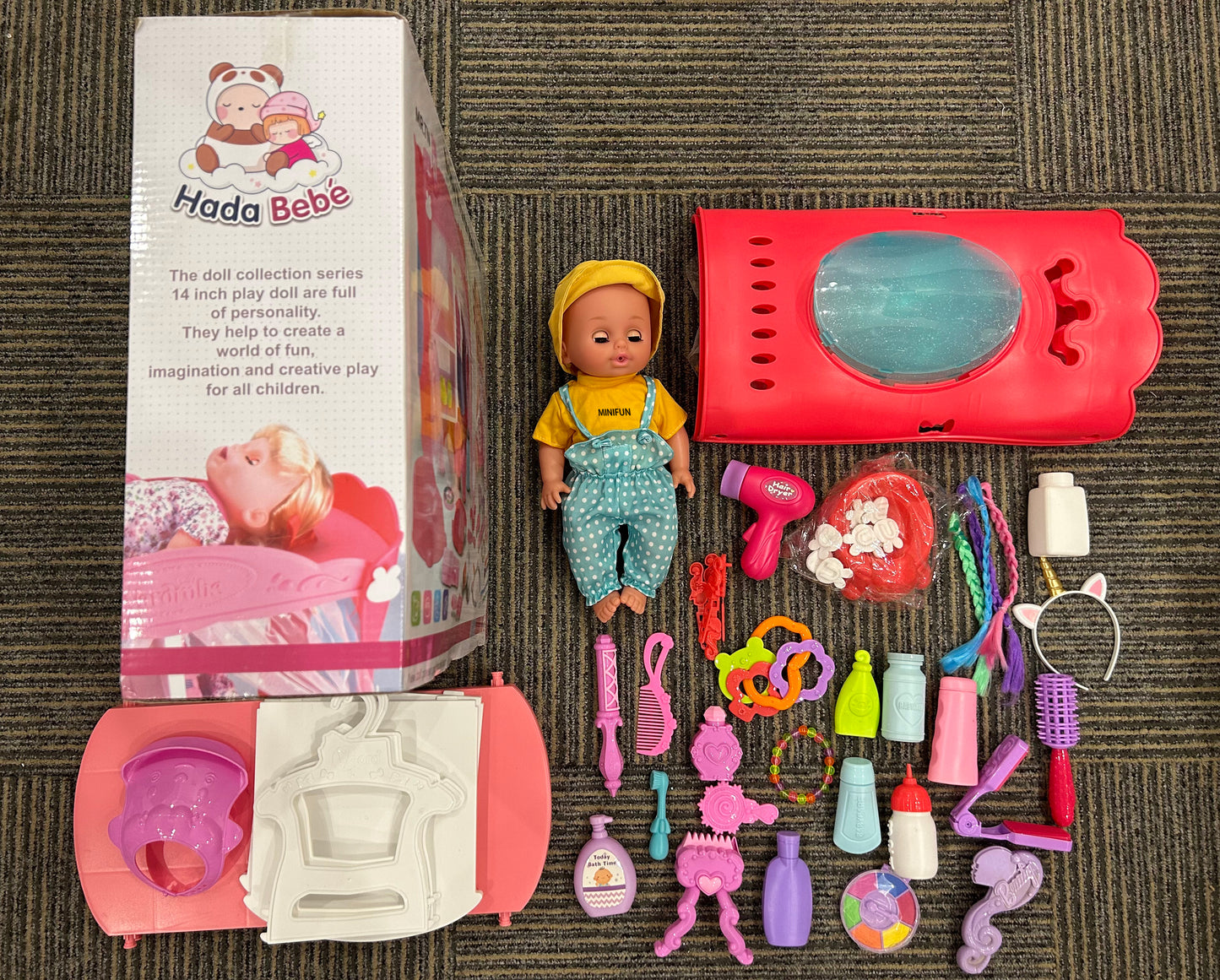 MINIFUN Baby Care Doll Toys Set, Dolls Playset Pretend Play, Doll Toys Incl 12'' Baby Dolls Toy