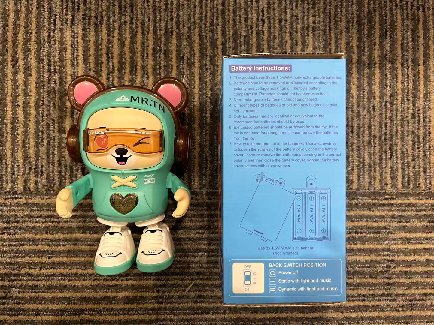MR.TN Dancing Bear Toys, Baby Dancing Moving Crawling Musical Toys Age 3-12 Months, with Light, Musical and Dancing, Birthday Gift for Age 1 2 3 4 Year Old Toddlers