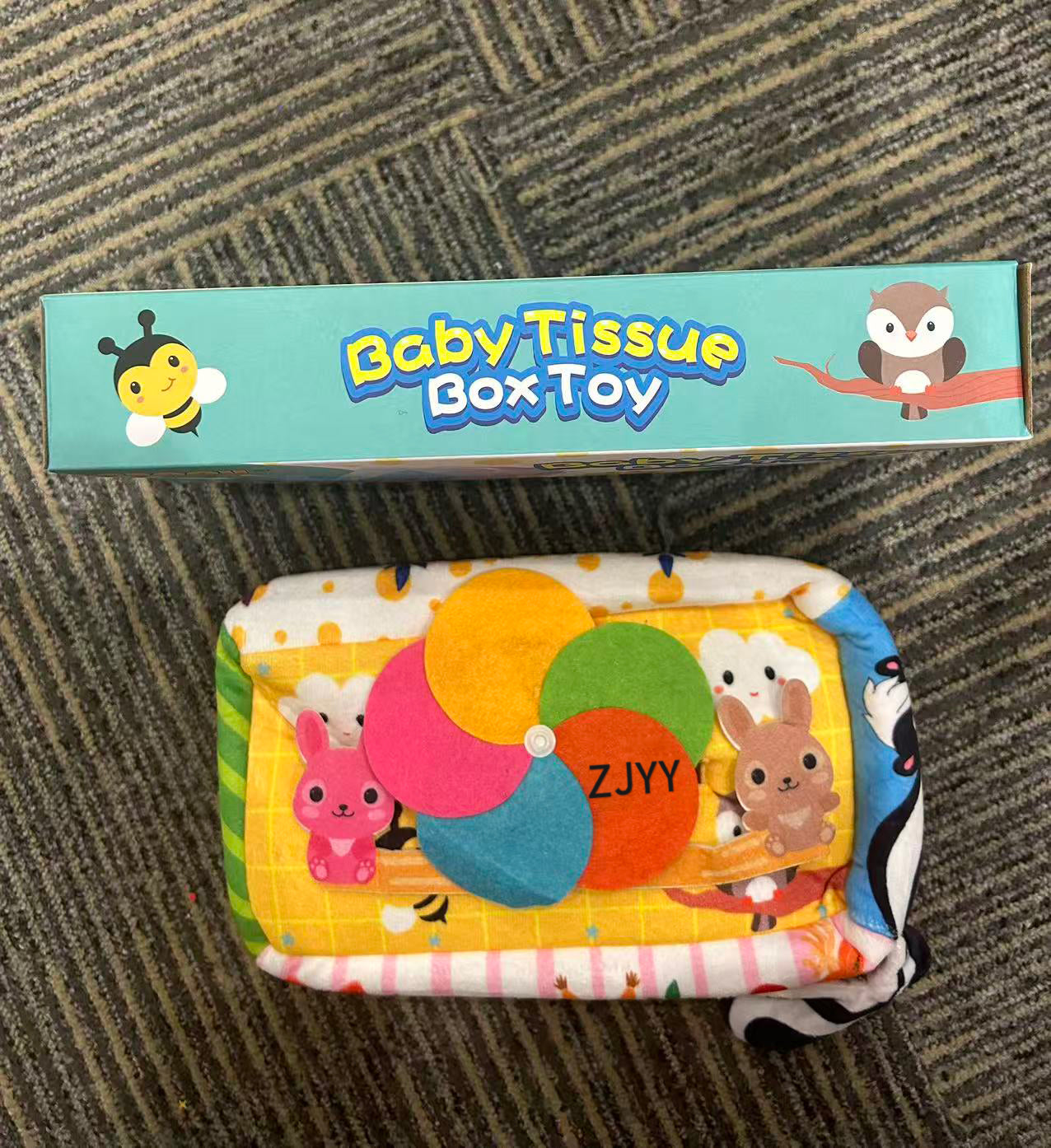 ZJYY Baby Toys 6 to 12 Months - Baby Tissue Box Toys Montessori Toys for Babies 6-12 Months Soft Crinkle Infant Sensory Toys