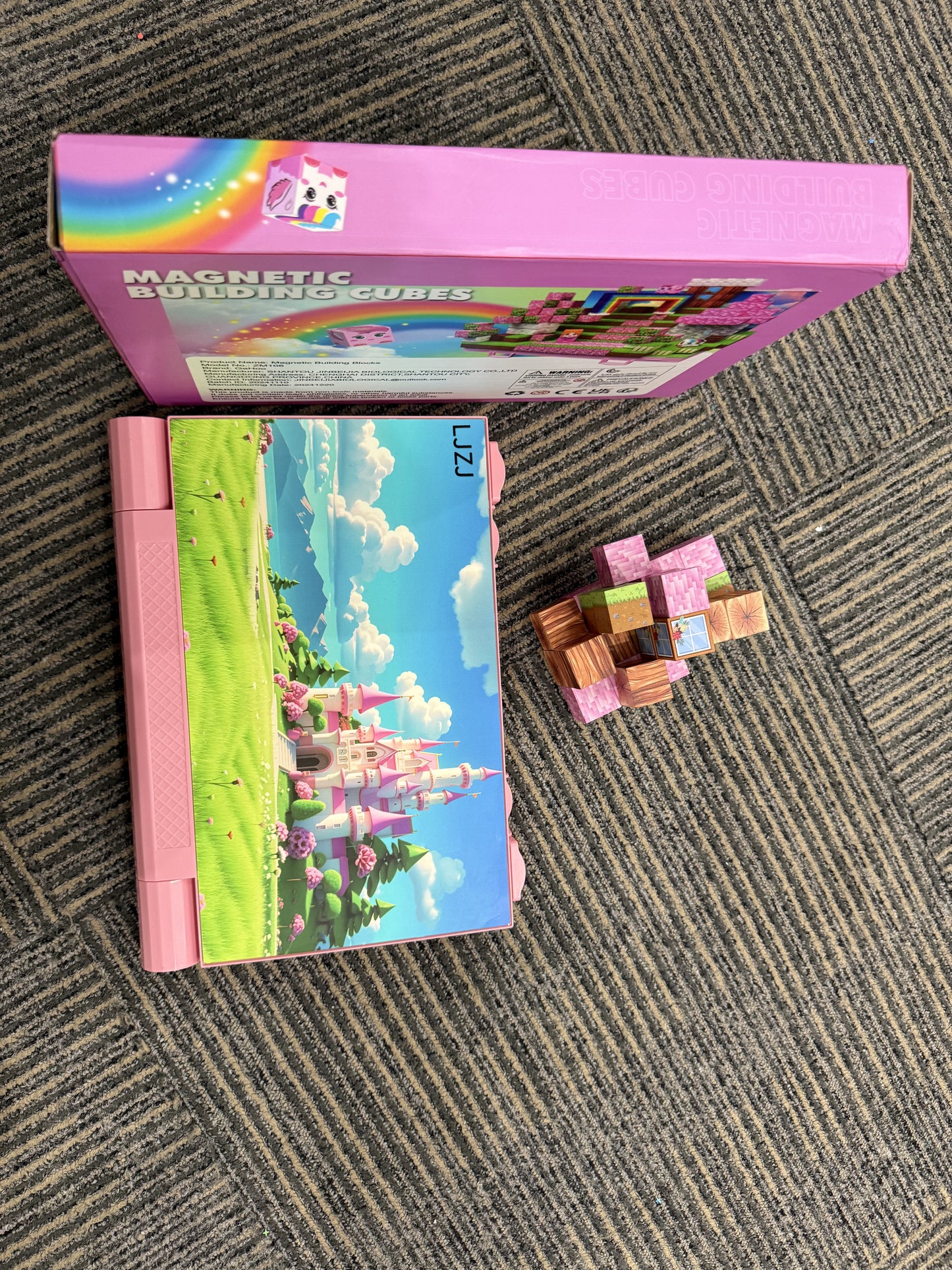 LJZJ Magnetic Blocks, Build 3D Magnet Building Toys World with Magnetic Tiles, Foldable Magnet Board, STEM Sensory Toy for Kids, Toy Building Sets Gifts for Age 3 4 5 6-10 Year Old Boys Girls