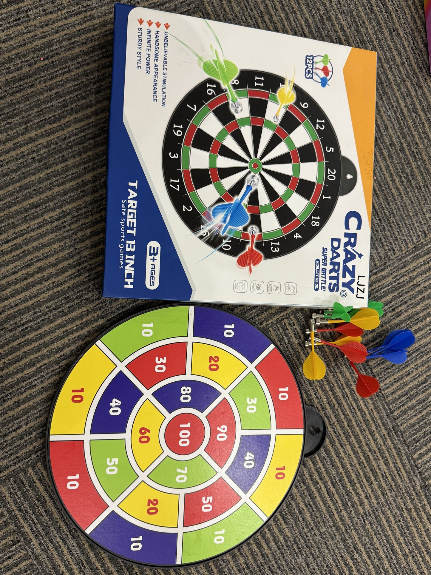 LJZJ Magnetic Dart Board - 12pcs Magnetic Darts - Excellent Indoor Game and Party Games - Gifts for 5 6 7 8 9 10 11 12 Year Old Boy Kids