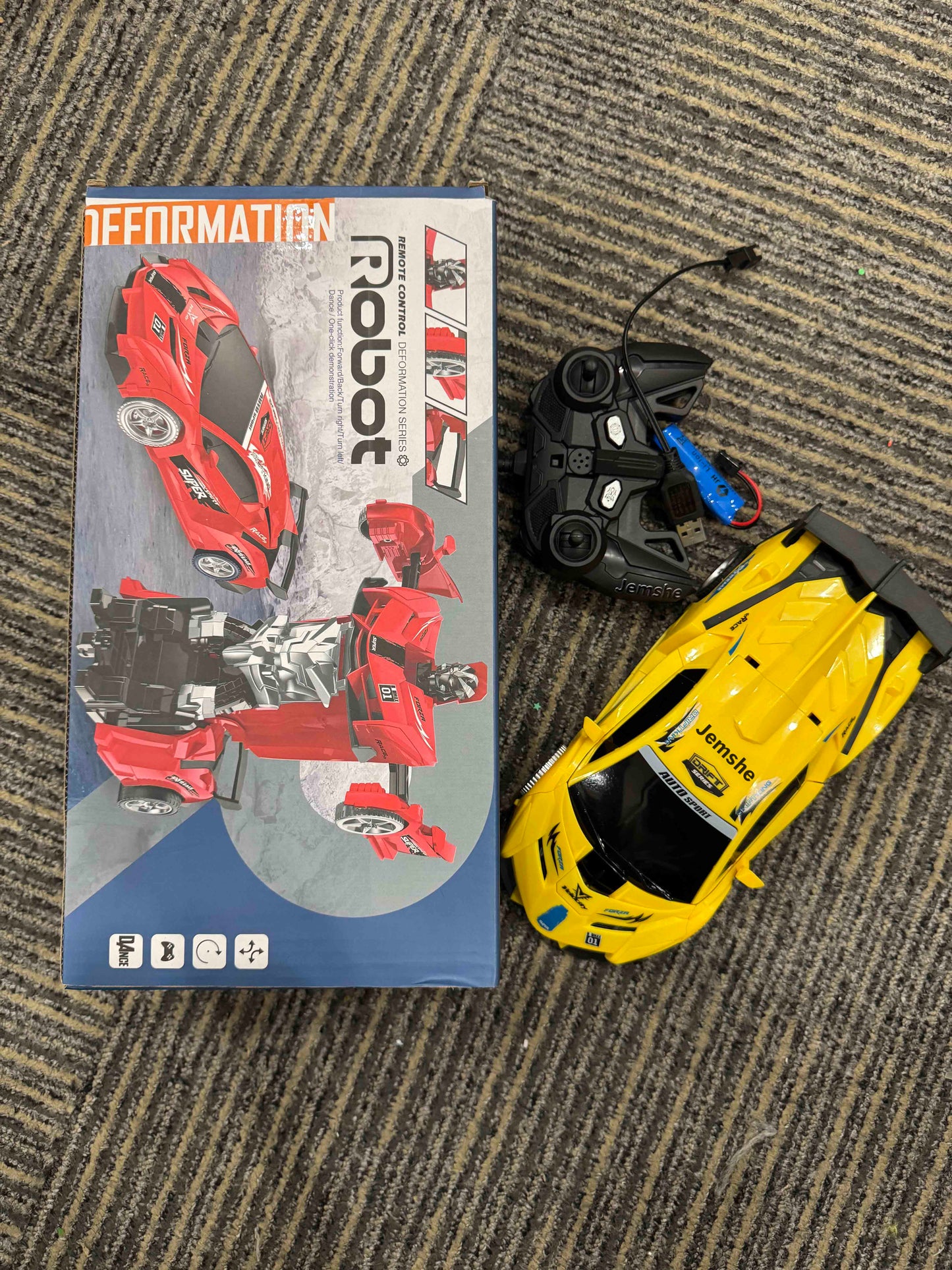 Jemshe Remote Control Car Toy,360° Rotating RC Deformation Robot Car Toy